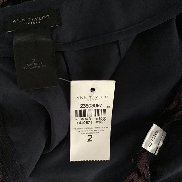 NEW Ann Taylor Dress SZ 2/XS 2-PC Top Skirt Navy Lavender Floral Lace Overlay - Picture 7 of 15